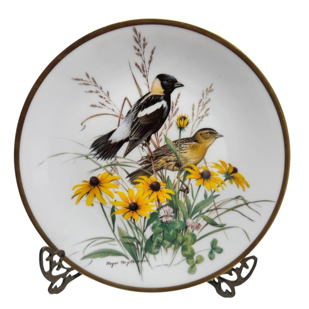 Roger Tory Peterson Bobolink Limoges Porcelain Plate 24kt Gold Trim 1981